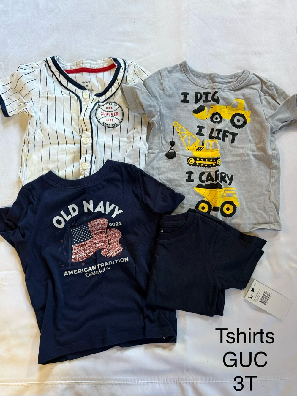 Old Navy Navy Blue Graphic Kids Tee with American Flag - 3T
